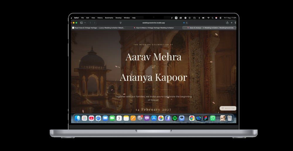 Royal Vows luxury digital wedding invitation website preview